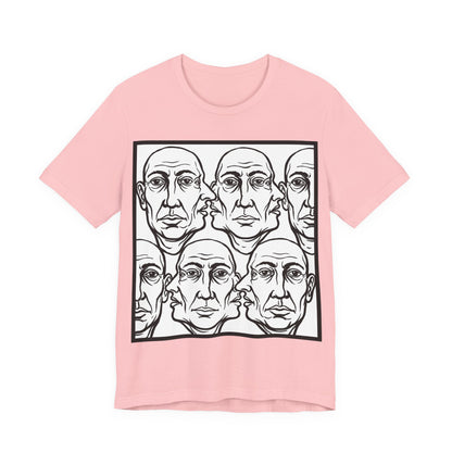 HotGossip - Version 2 - Monochrome Repeating Faces Tee – Abstract Expressionist Portrait T-Shirt