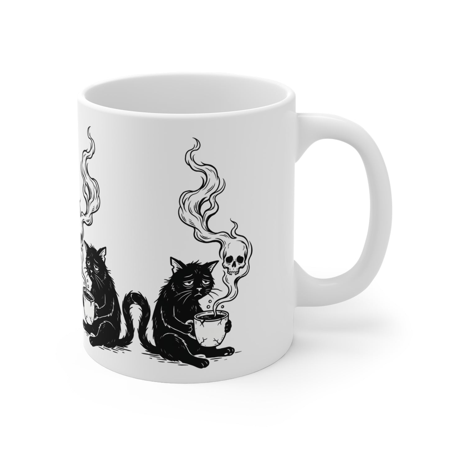 VOID - 11oz Black Cat & Skull Coffee Mug — Gothic Witchy Tea Cup