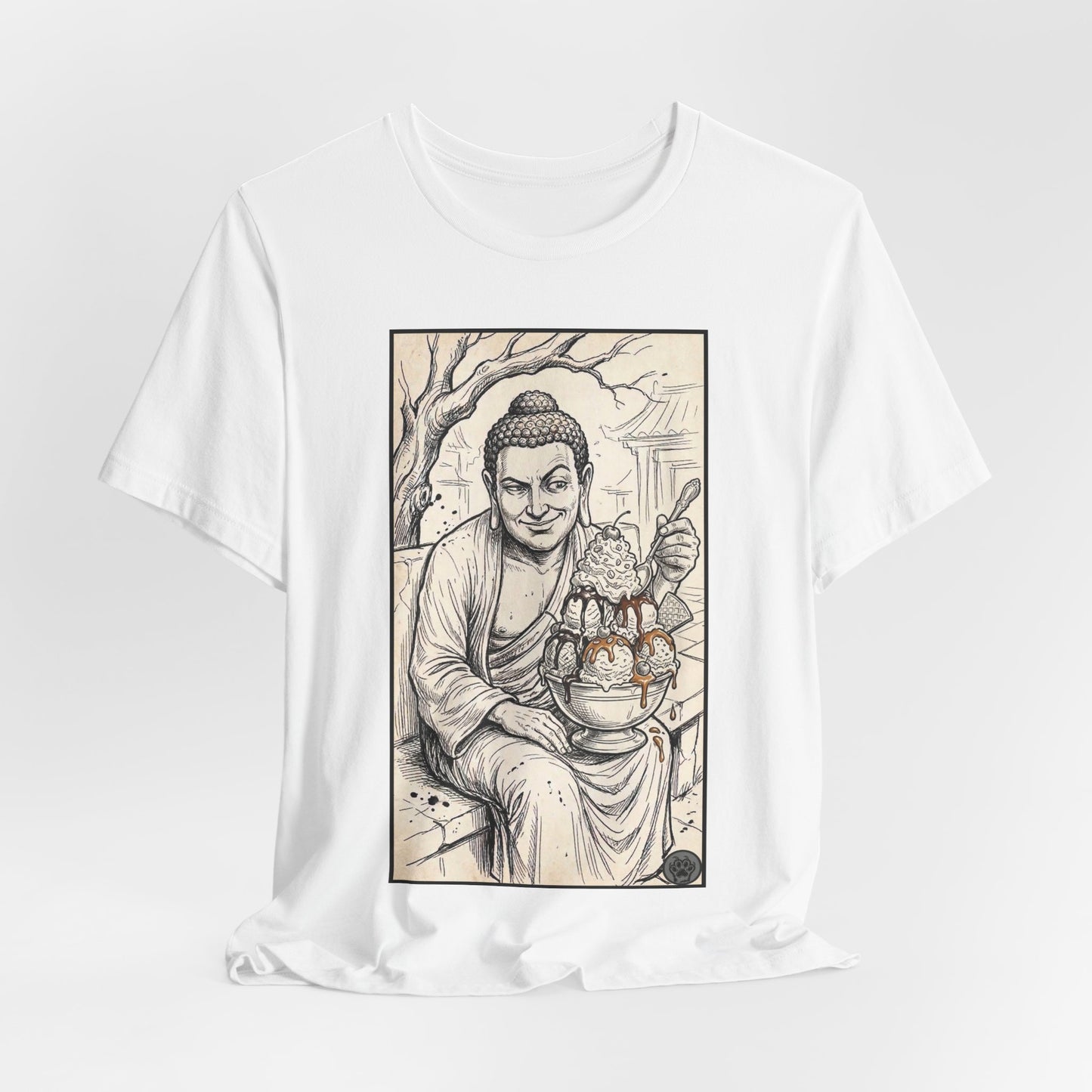 Bad Buddha Sundae Sketch Tee — Religious Humor Buddha Graphic T-Shirt