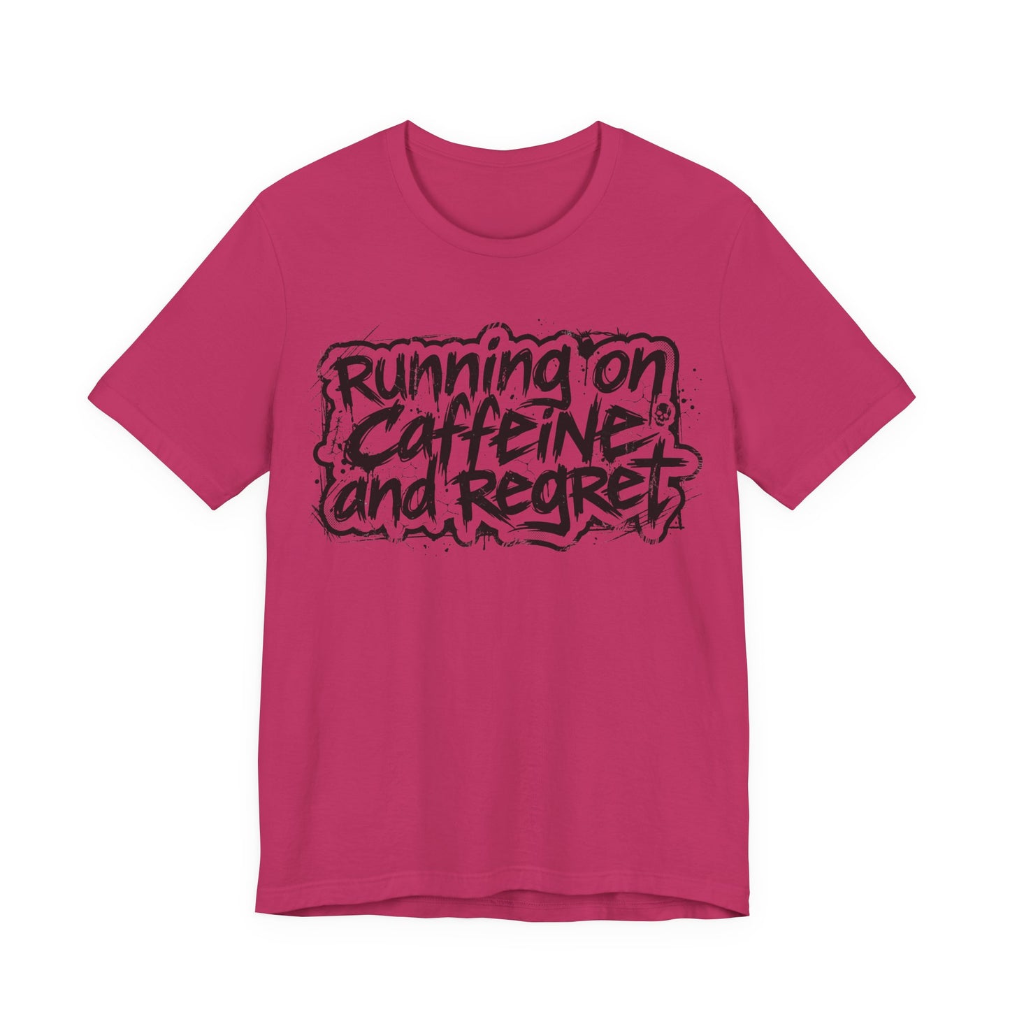 VOID - Running on Caffeine and Regret T-Shirt Version 2 (Horizontal) - Coffee Cat Dark Humor Tee
