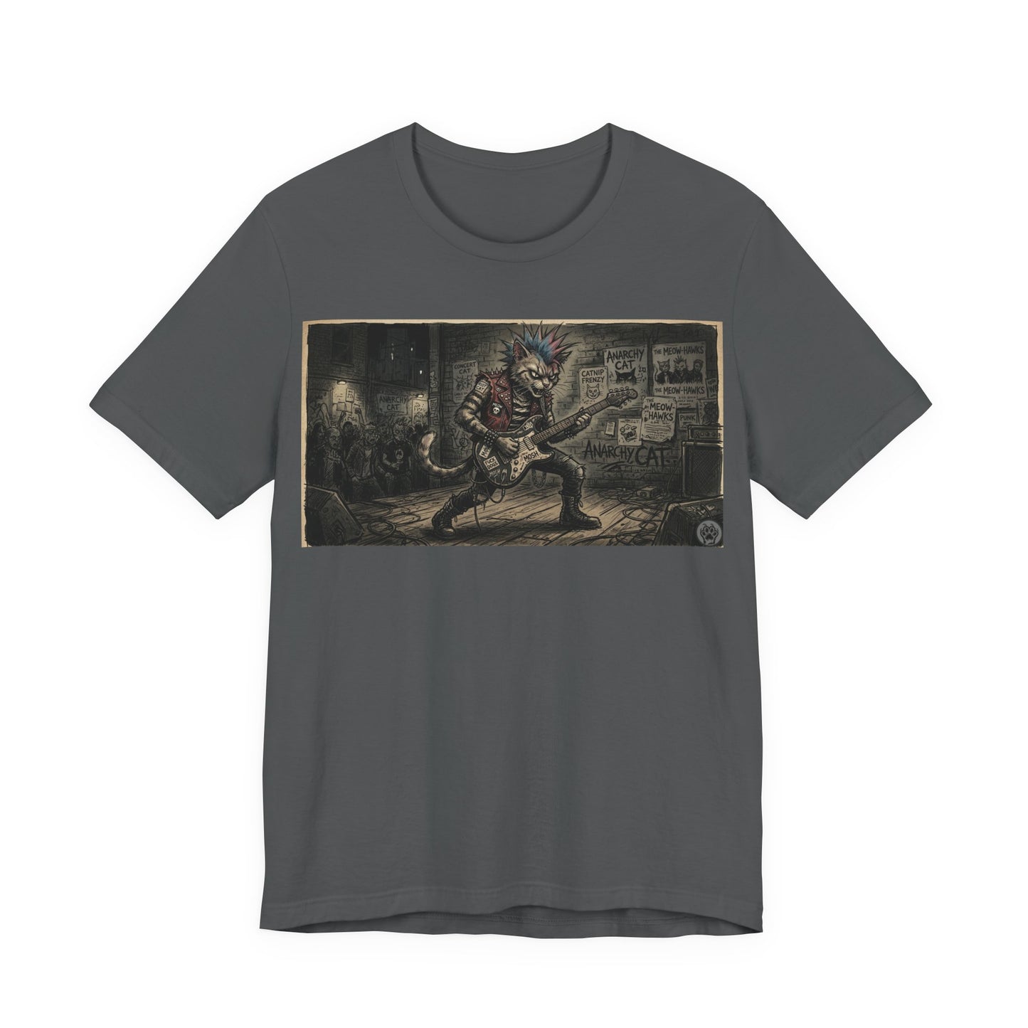 PunkCat At The Club -  Punk Rock T‑Shirt — Punk Cat Guitarist Design