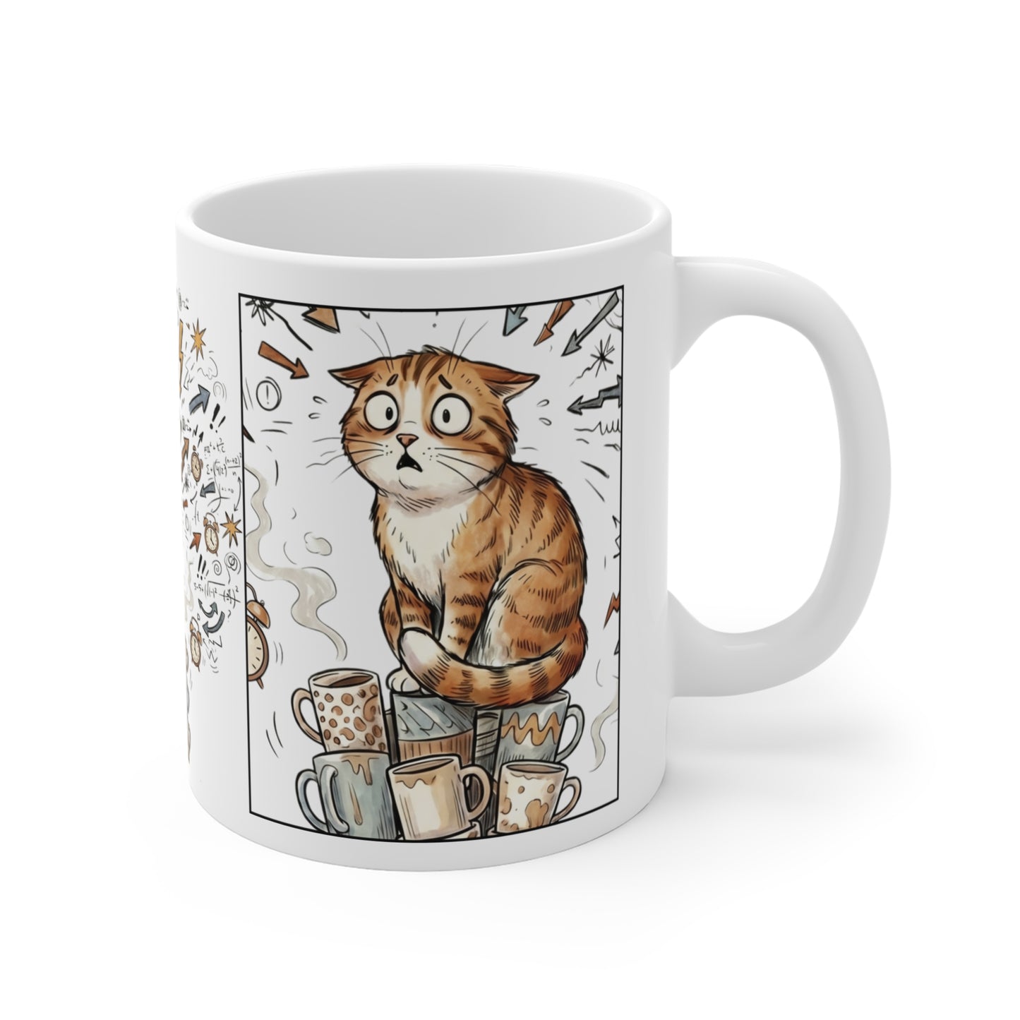 VOID - Anxious Cat Coffee Mug — Cute Stressed Kitty 11oz Ceramic Mug