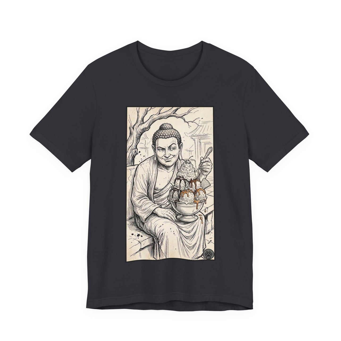 Bad Buddha Sundae Sketch Tee — Religious Humor Buddha Graphic T-Shirt