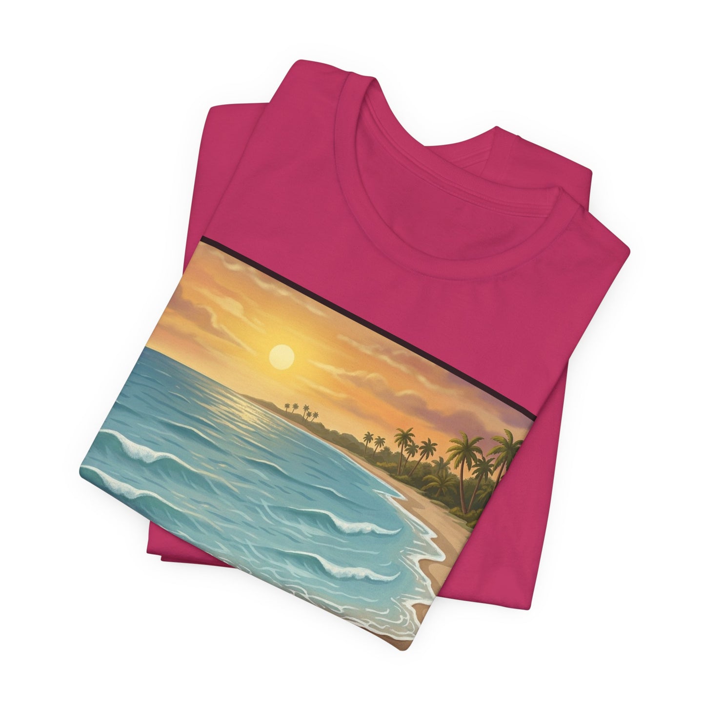 Another Nice Day At The Beach - Vertical - Beach Sunset Tee — Coastal Tropical Shoreline Graphic T‑Shirt