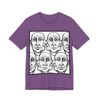 HotGossip - Version 2 - Monochrome Repeating Faces Tee – Abstract Expressionist Portrait T-Shirt