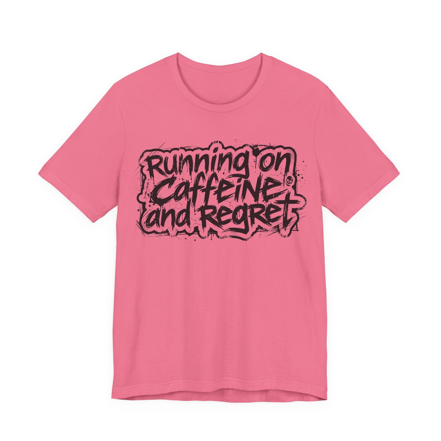 VOID - Running on Caffeine and Regret T-Shirt Version 2 (Horizontal) - Coffee Cat Dark Humor Tee
