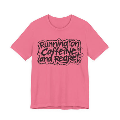 VOID - Running on Caffeine and Regret T-Shirt Version 2 (Horizontal) - Coffee Cat Dark Humor Tee