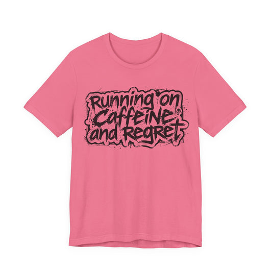 VOID - Running on Caffeine and Regret T-Shirt Version 2 (Horizontal) - Coffee Cat Dark Humor Tee