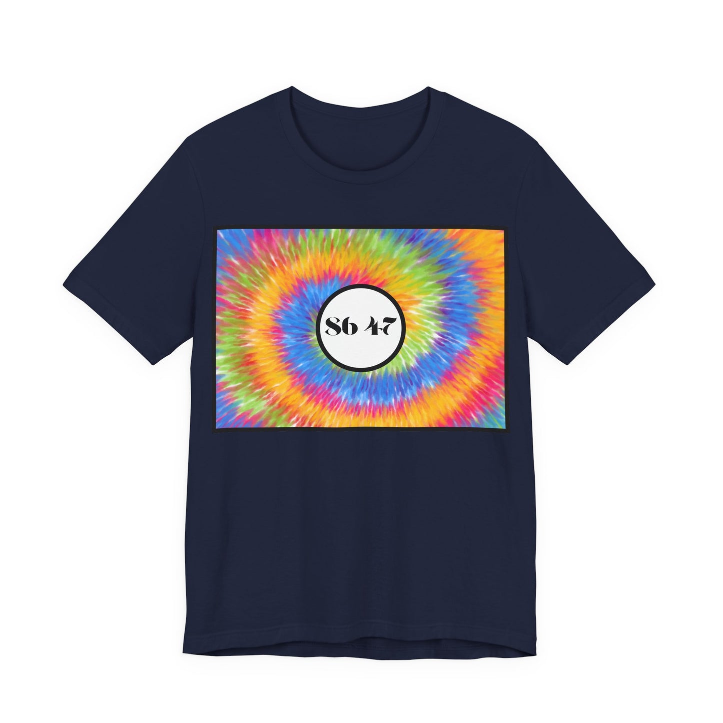 Tie-Dye Vibe T-Shirt — "86 47" Retro Rainbow Graphic Tee