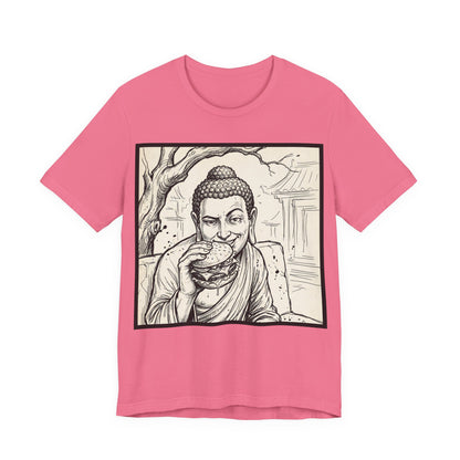 BadBuddha - Cheeseburger (Crop) - Buddha Eating A Delicious Juicy Cheeseburger Funny T‑Shirt Zen Humor