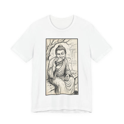 Bad Buddha Cheeseburger Sketch Tee — Humor Illustration T-Shirt
