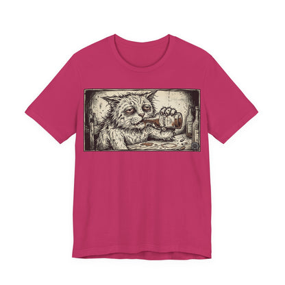 Scraps "Bad Day" - Cat Drinking Whiskey Graphic Tee — Vintage Drunk Depressed Cat T-Shirt