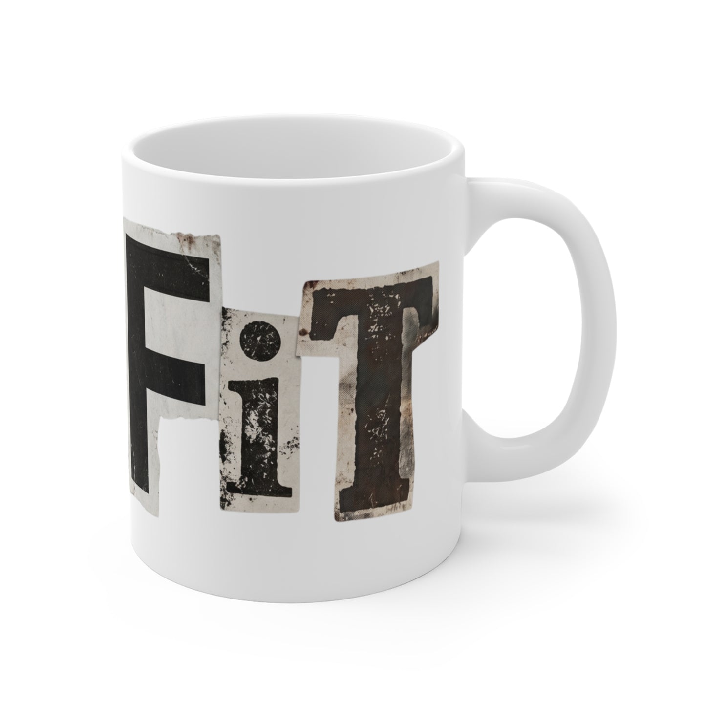 PBFMF - Misfit Wraparound - Ransom Note Style 'Misfit' 11oz Coffee Mug — Edgy Vintage Typography Gift