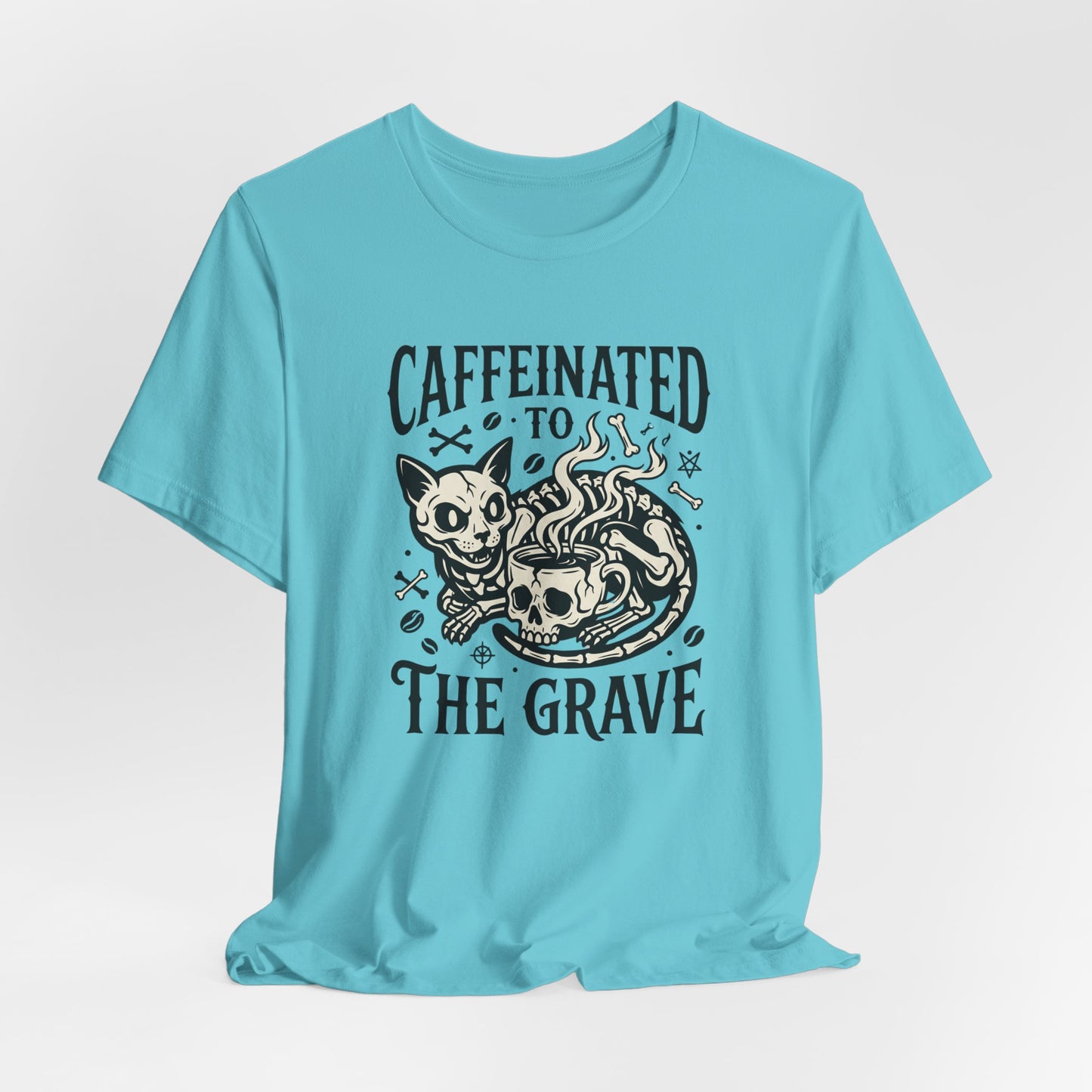 VOID - Caffeinated to the Grave Tee - Coffee Cat Humor Shirt