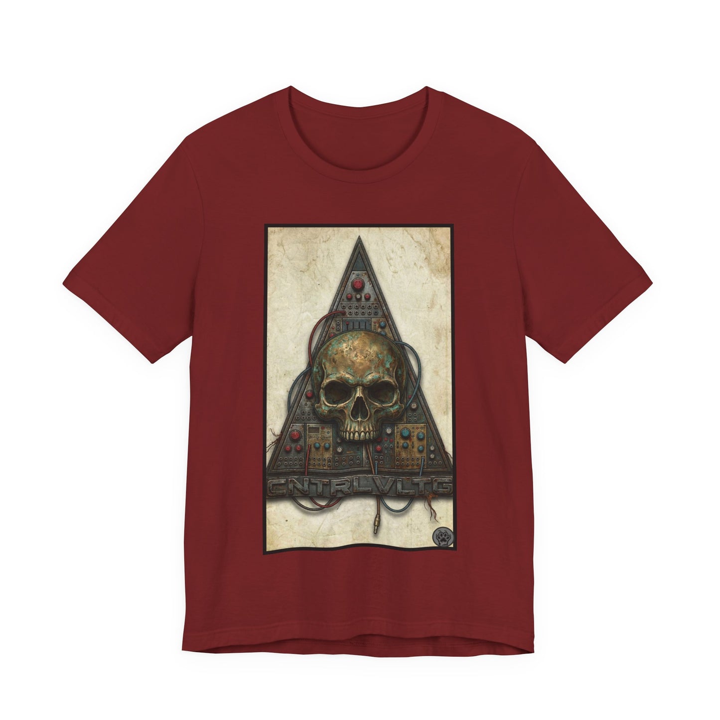 CV - Control Voltage - Ancient Skull Modular Analog Synth Tee — Retro Electronic Skull Graphic T-Shirt