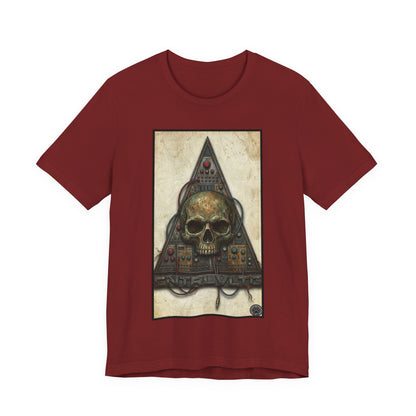 CV - Control Voltage - Ancient Skull Modular Analog Synth Tee — Retro Electronic Skull Graphic T-Shirt