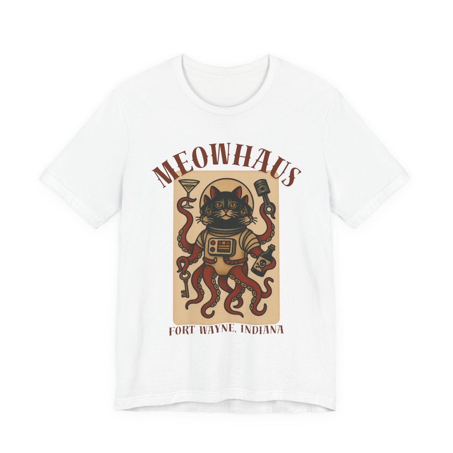 Alien Cat Astronaut Vintage Tattoo Tee – Sci‑Fi Cat Octopus T‑Shirt (Fort Wayne, Indiana)