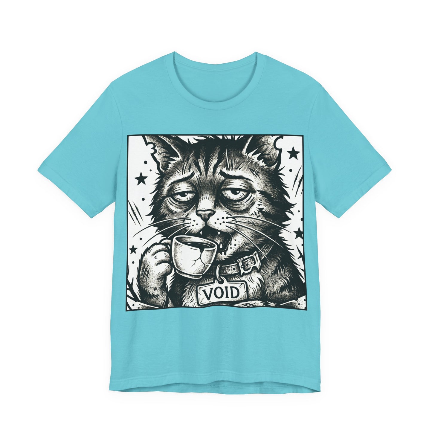 VOID - The Original Void Cat Tee — Tired Moody Cat Drinking Coffee Graphic T-Shirt