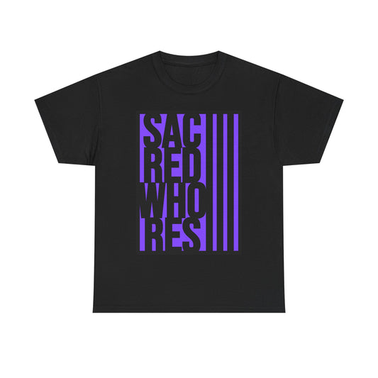 Sacred Whores - Graphic Tee — Bold Purple Typography T-Shirt