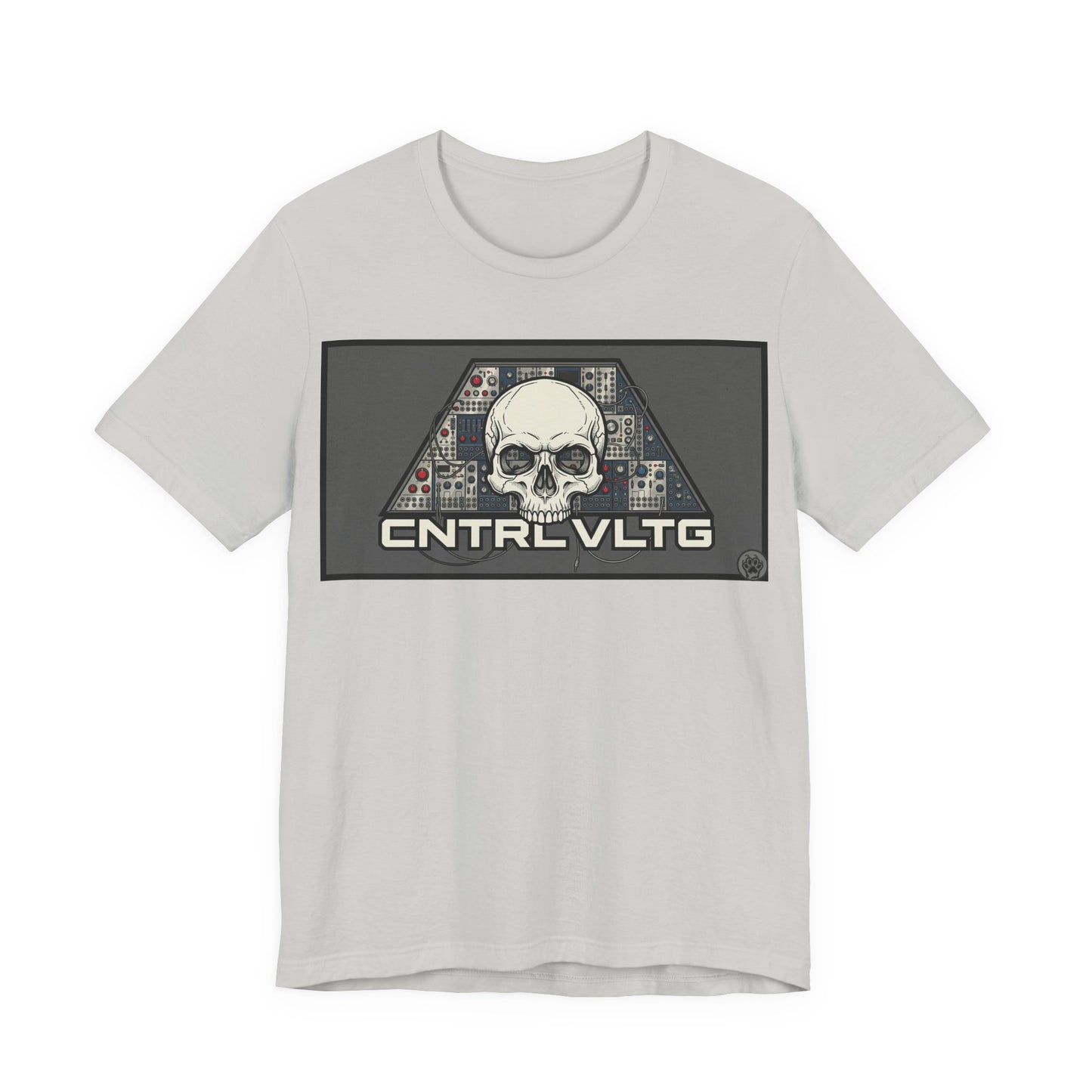 CV Control Voltage - TriBase Grey - Skull Modular Synth Analog Circuit 'CNTRL VLTG' Graphic Tee - Retro Tech Skull T-Shirt