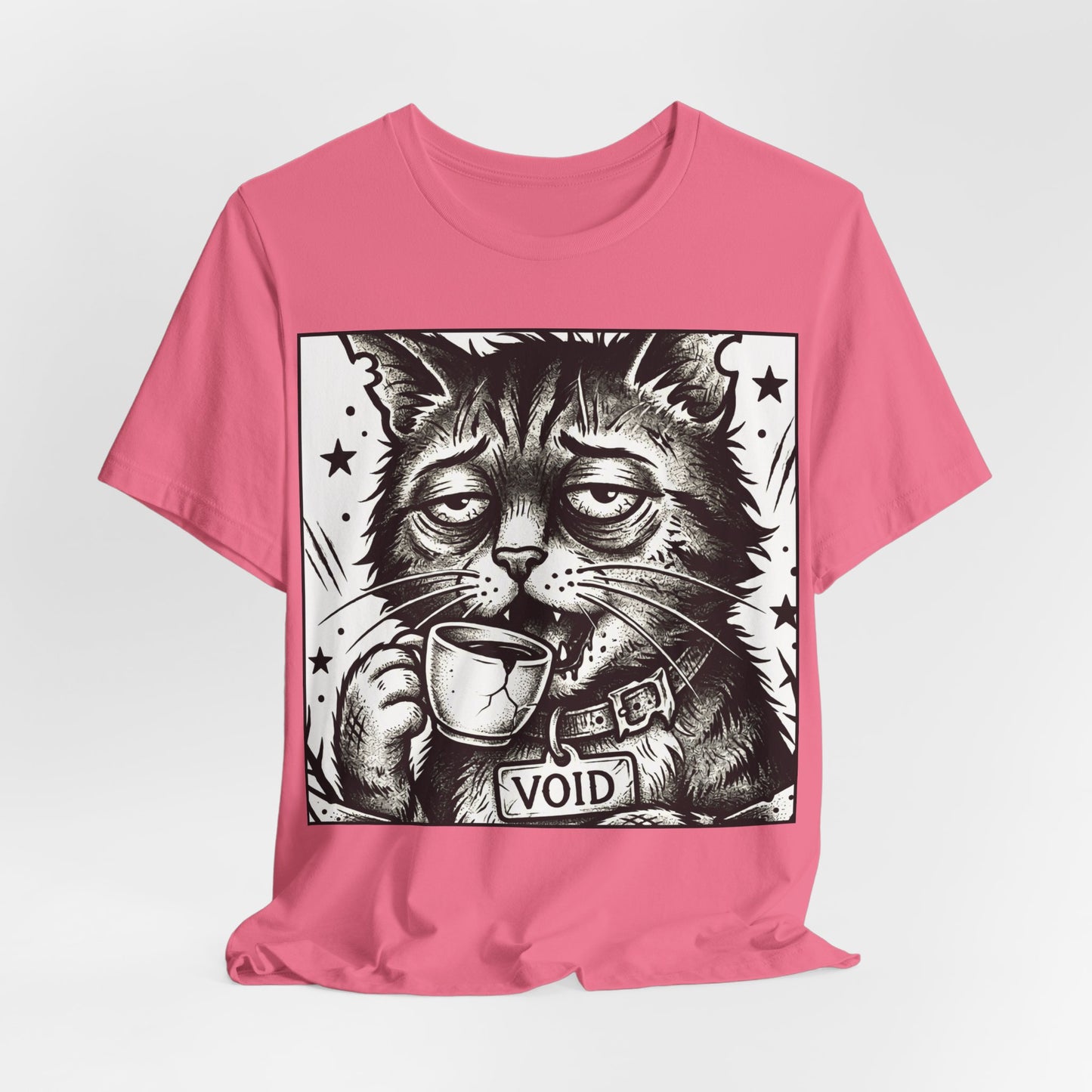 VOID - The Original Void Cat Tee — Tired Moody Cat Drinking Coffee Graphic T-Shirt
