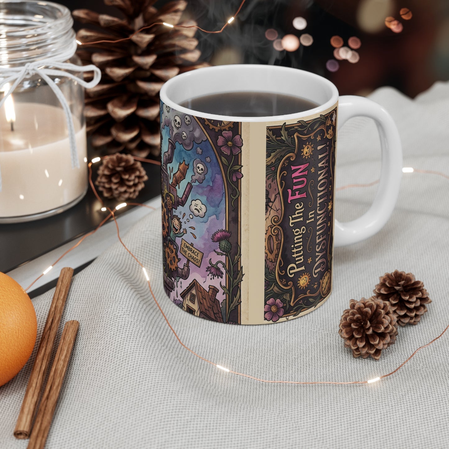 FUN! - 11oz Mug Ambi Handle - Steampunk Magic Machine Mug – “Putting the Fun in Dysfunctional” 11oz
