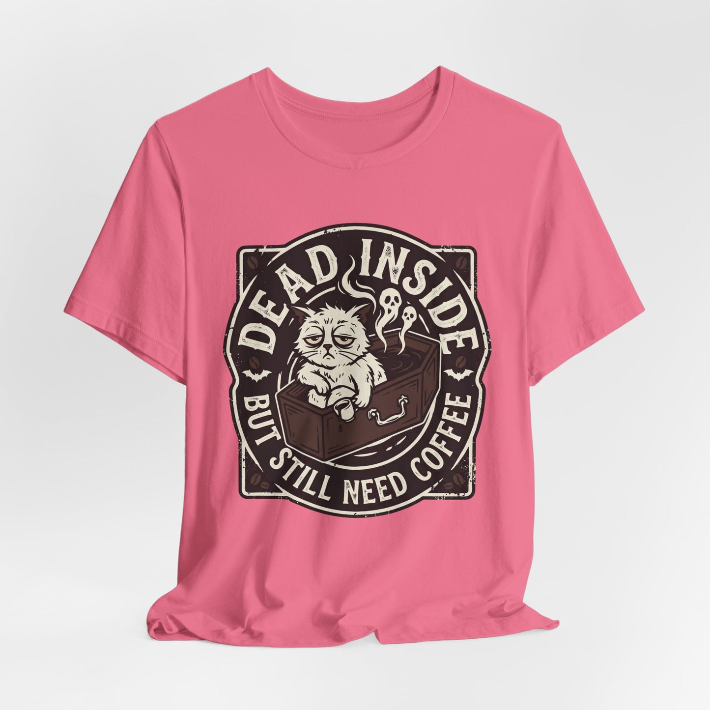 VOID - Dead Inside But Still Need Coffee T-Shirt - Coffee Cat Humor Tee