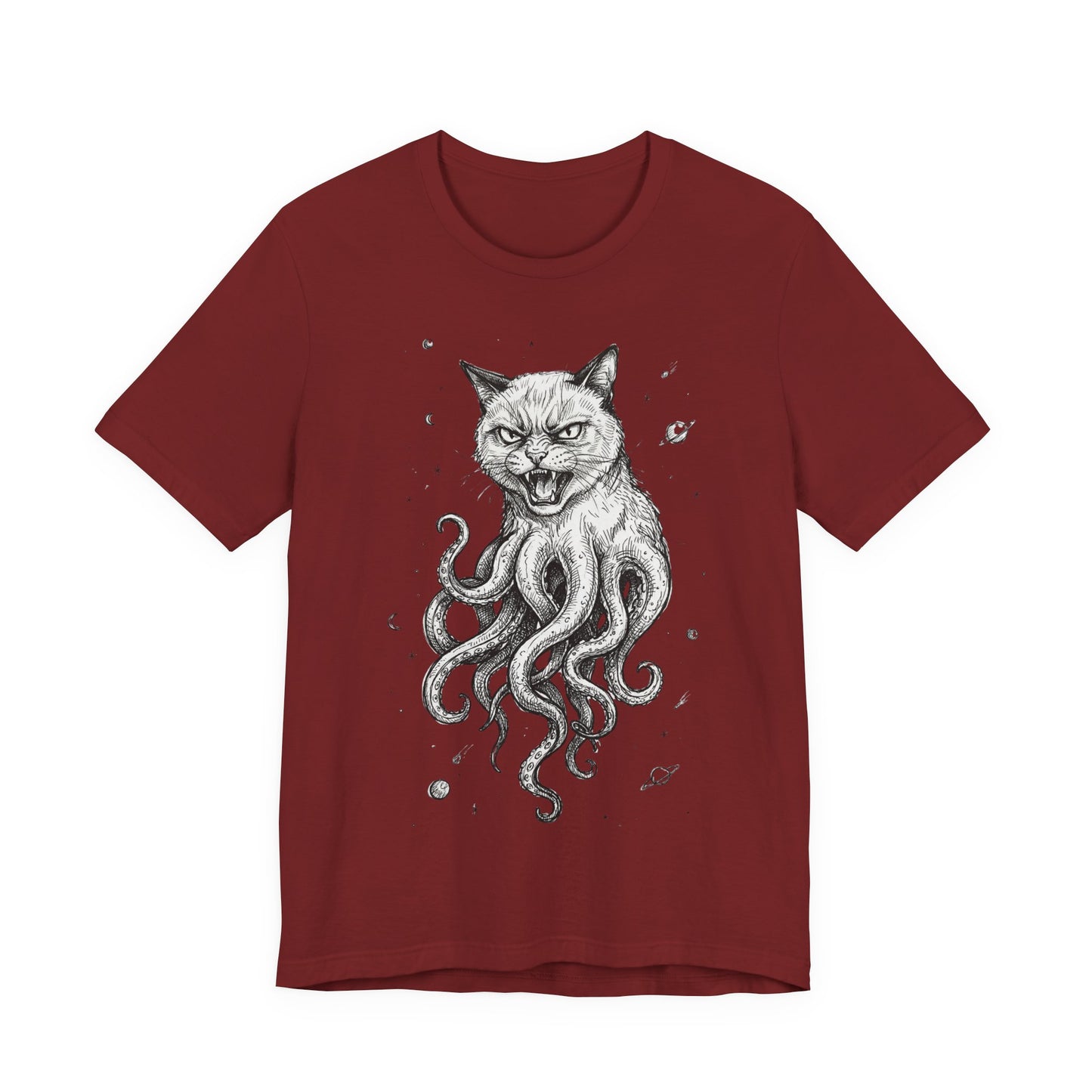 AlienCat In Space! - Cat-Octopus Hybrid Tee — Surreal Space Graphic T-Shirt