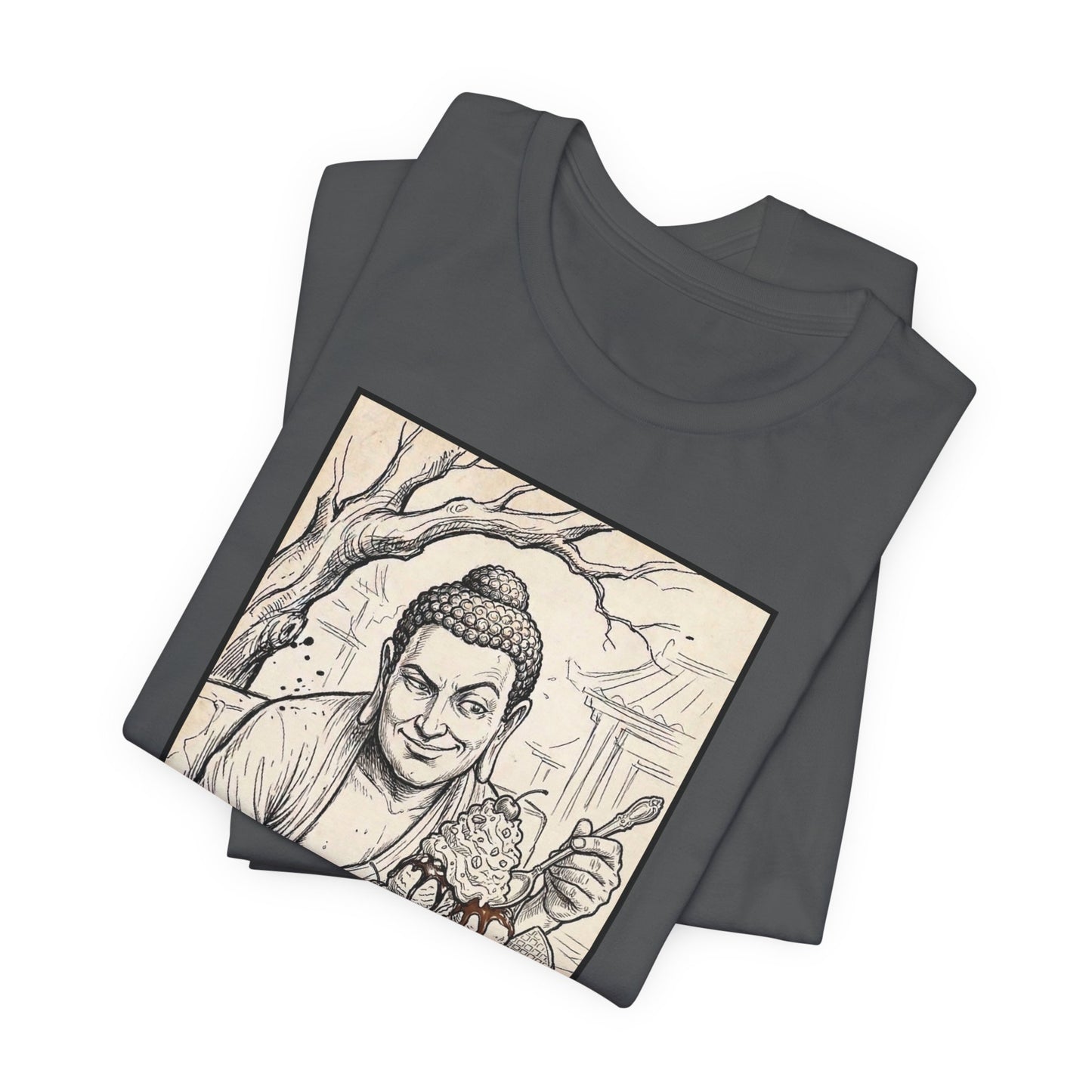 Bad Buddha Sundae Sketch Tee — Religious Humor Buddha Graphic T-Shirt