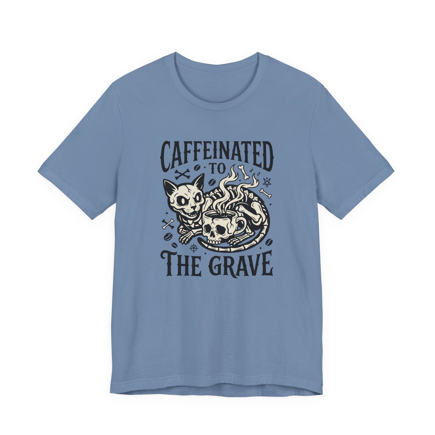 VOID - Caffeinated to the Grave Tee - Coffee Cat Humor Shirt