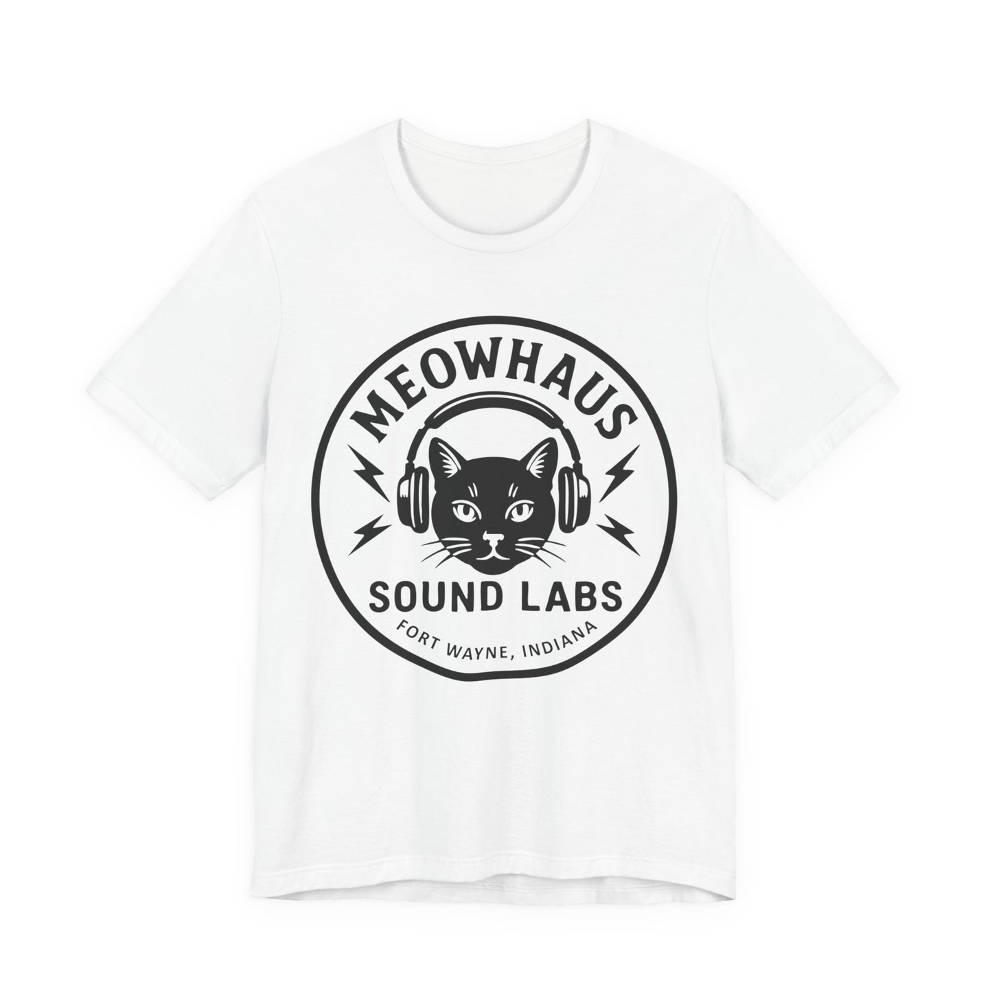 Meowhaus Sound Labs Cat Logo Tee - Large Clear Logo - Fort Wayne Indiana Audio Sound Music Recording Production Studio