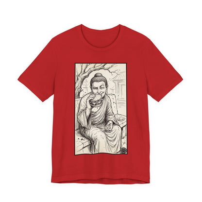 Bad Buddha Cheeseburger Sketch Tee — Humor Illustration T-Shirt