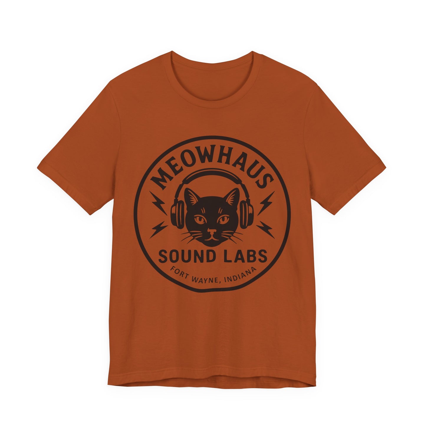 Meowhaus Sound Labs Cat Logo Tee - Large Clear Logo - Fort Wayne Indiana Audio Sound Music Recording Production Studio