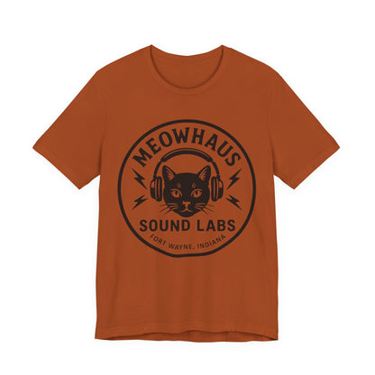 Meowhaus Sound Labs Cat Logo Tee - Large Clear Logo - Fort Wayne Indiana Audio Sound Music Recording Production Studio