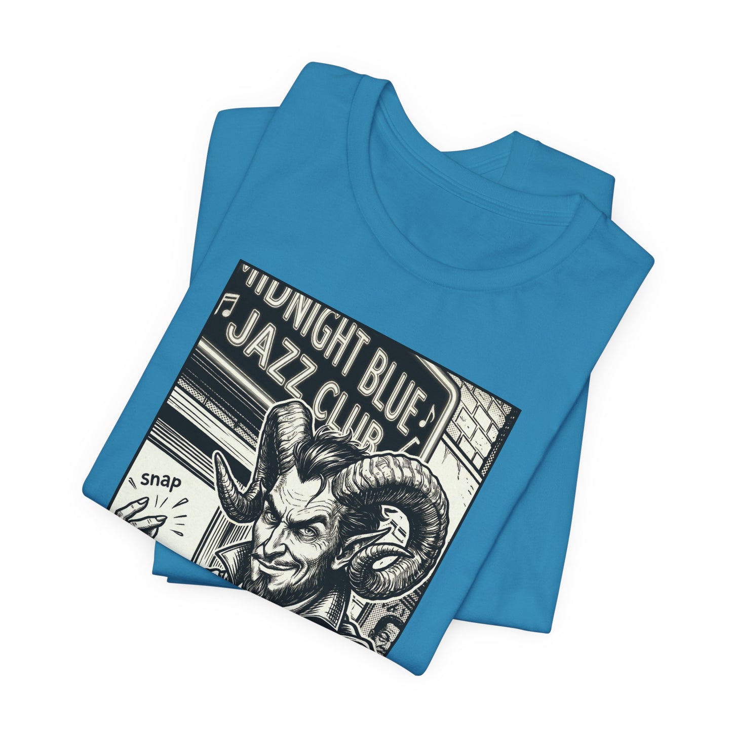 BLZB - Finger Snap Jazz Club Graphic Tee — 'Midnight Blue Jazz Club' Vintage Devil Illustration