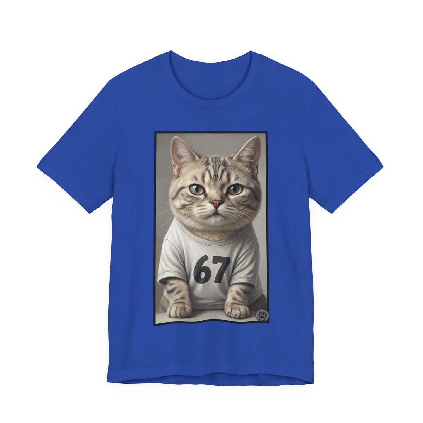 67 Meme - New Variation! - Cat Jersey T‑Shirt — Cute Kitten Portrait with Number 67