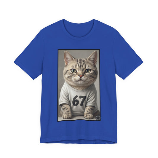 67 Meme - New Variation! - Cat Jersey T‑Shirt — Cute Kitten Portrait with Number 67