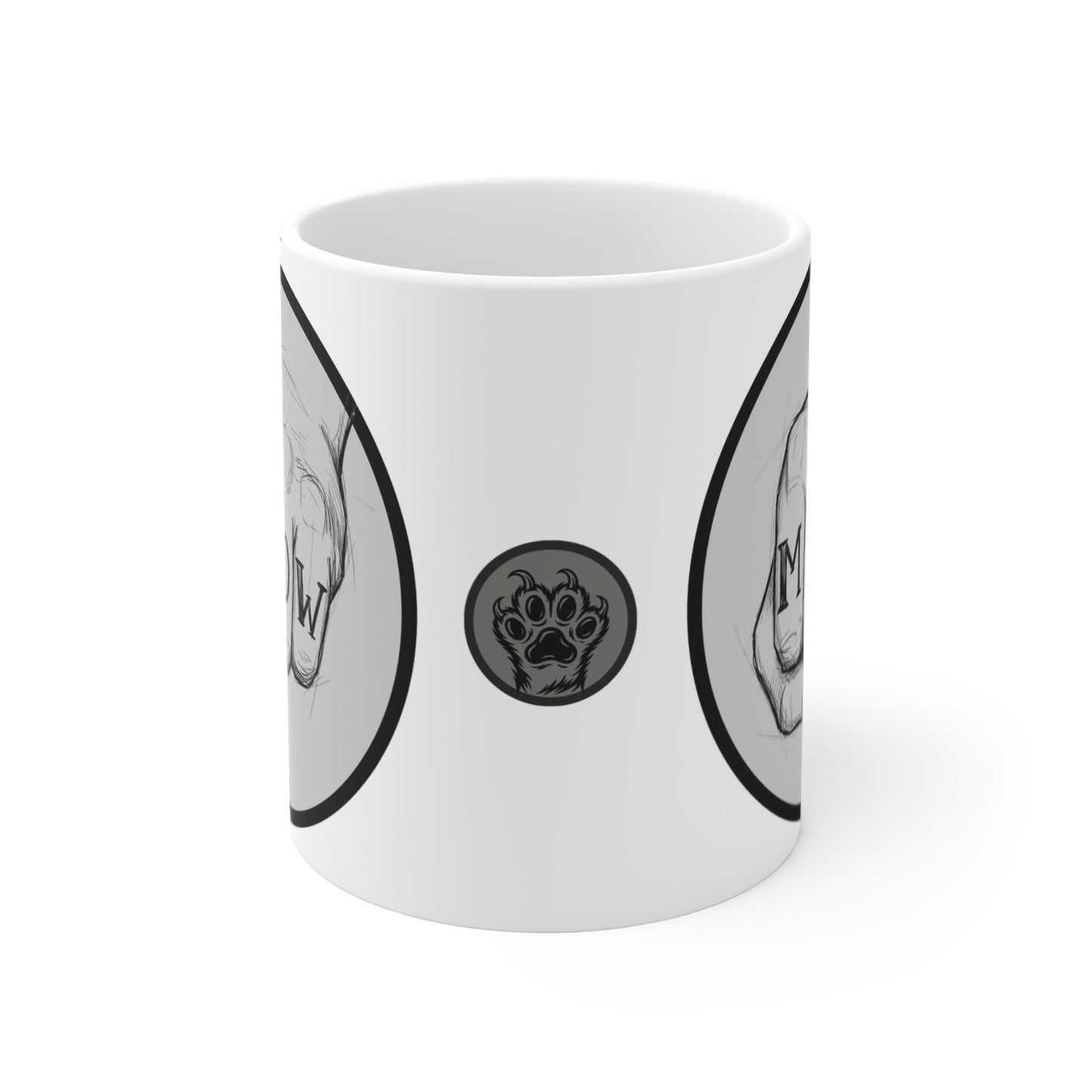 Meow Fist - 11oz Mug Ambi Handle – 'MEOW' Knuckle Tattoo Coffee Cup