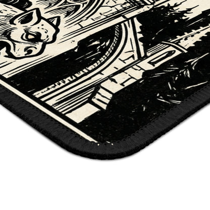 DarkArts - Cat 1 - Black Gothic Cat Gaming Mouse Pad — Vintage Cathedral Horror Desk Mat