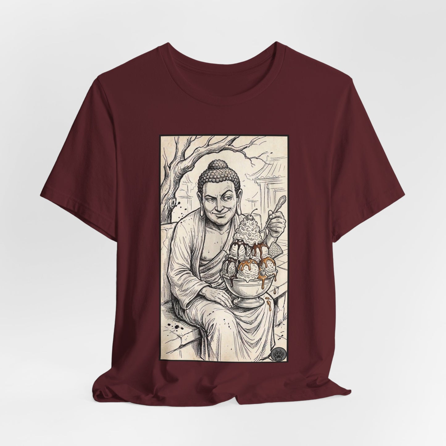 Bad Buddha Sundae Sketch Tee — Religious Humor Buddha Graphic T-Shirt