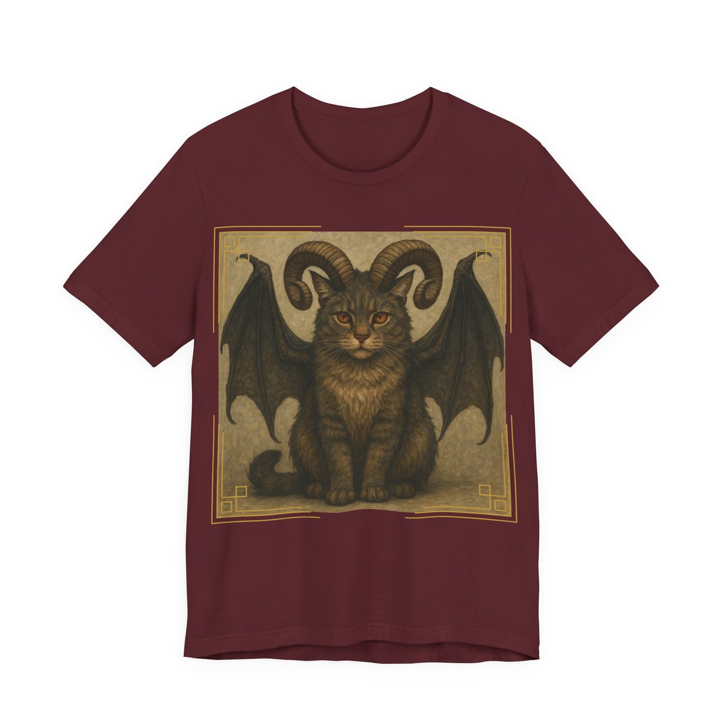 Folklore - Gothic Demon Cat T-Shirt — Horned Winged Feline Graphic Tee