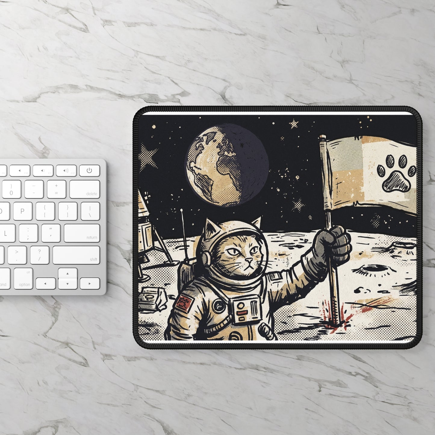 SpaceCat Conquers The Moon! - Cat Astronaut Hero Moon Landing Mousepad