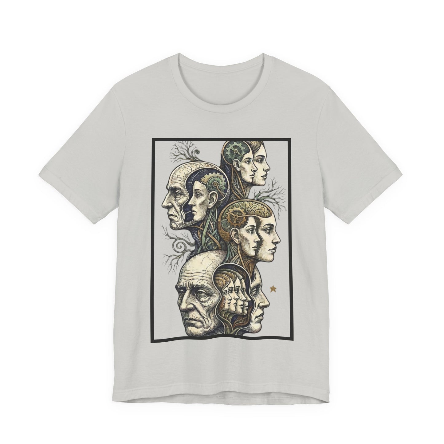 Family of Thought - Crop - Evolution of Minds T-Shirt — Surreal Human Faces Art Tee