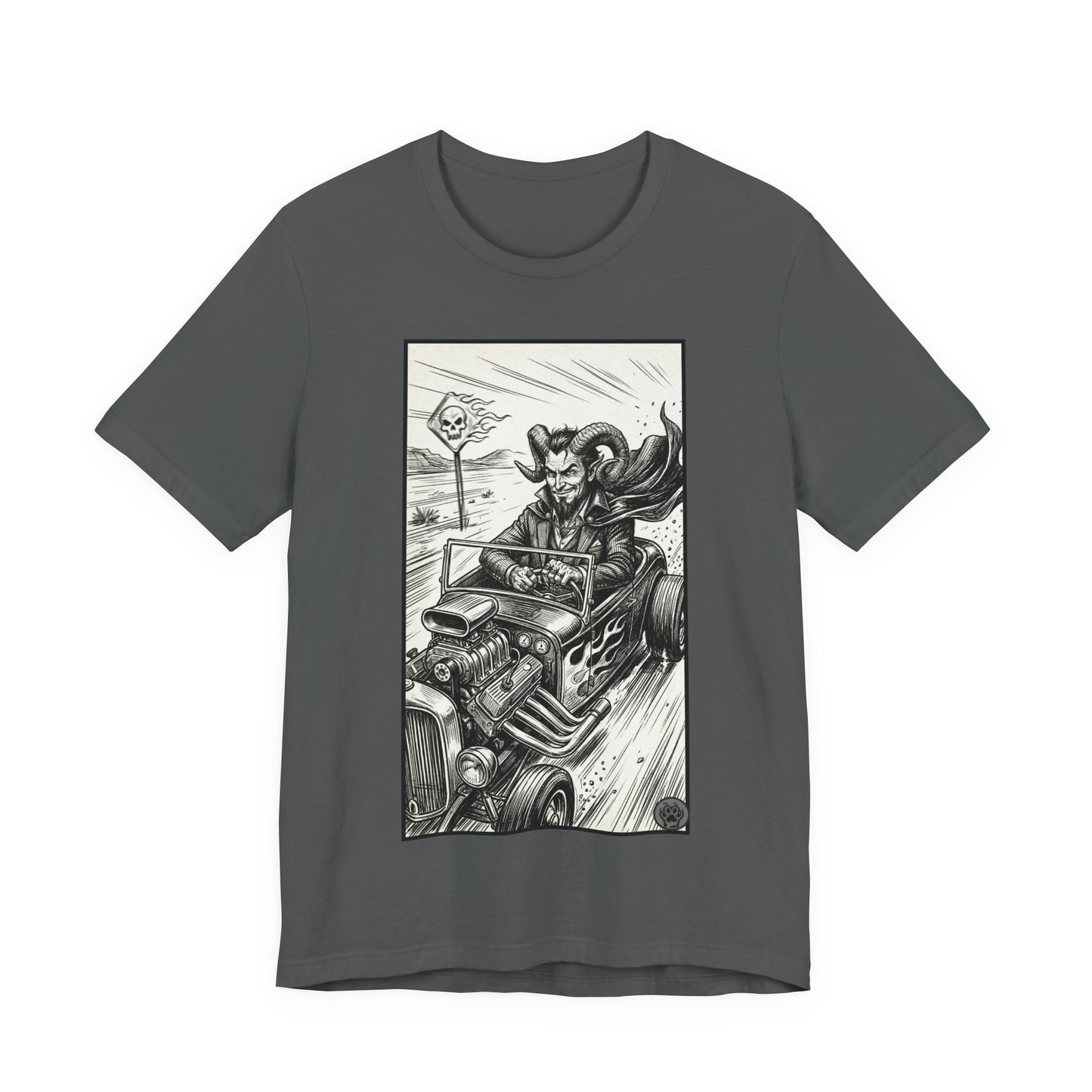 BLZB - Hot Rod Devil Driving T‑Shirt — Vintage Gothic Car Illustration Tee