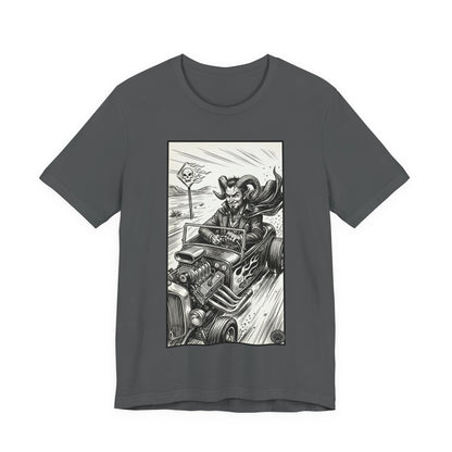 BLZB - Hot Rod Devil Driving T‑Shirt — Vintage Gothic Car Illustration Tee
