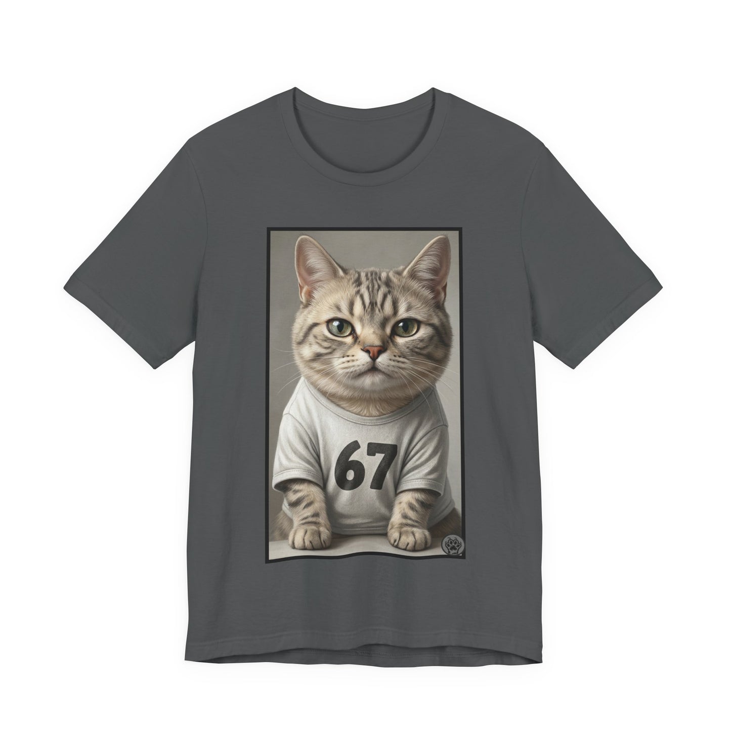 67 Meme - New Variation! - Cat Jersey T‑Shirt — Cute Kitten Portrait with Number 67