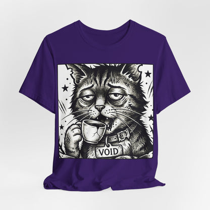 VOID - The Original Void Cat Tee — Tired Moody Cat Drinking Coffee Graphic T-Shirt