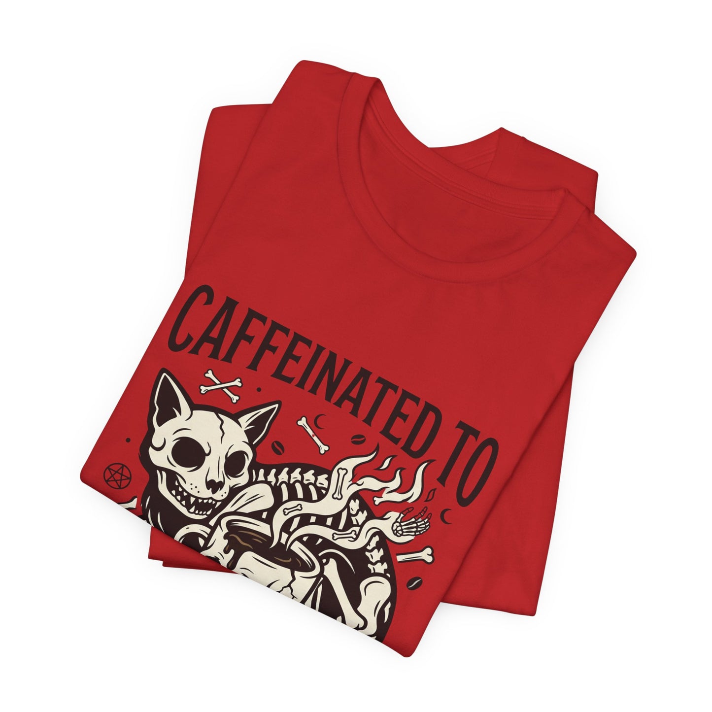 VOID - Caffeinated to the Grave Tee — Gothic Skull & Cat Coffee Shirt