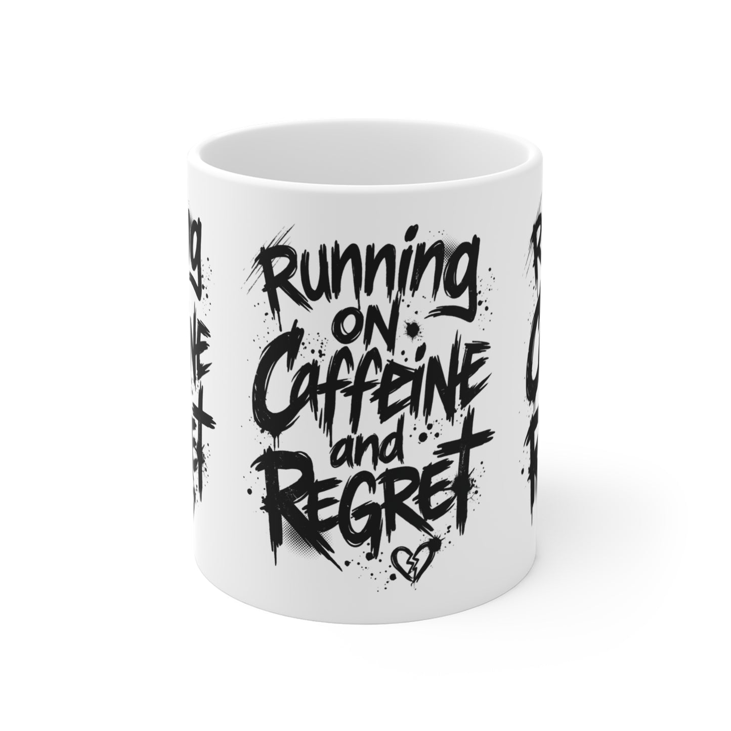 VOID - Running on Caffeine and Regret Mug — Funny 11oz Coffee Cup for Tired Adults