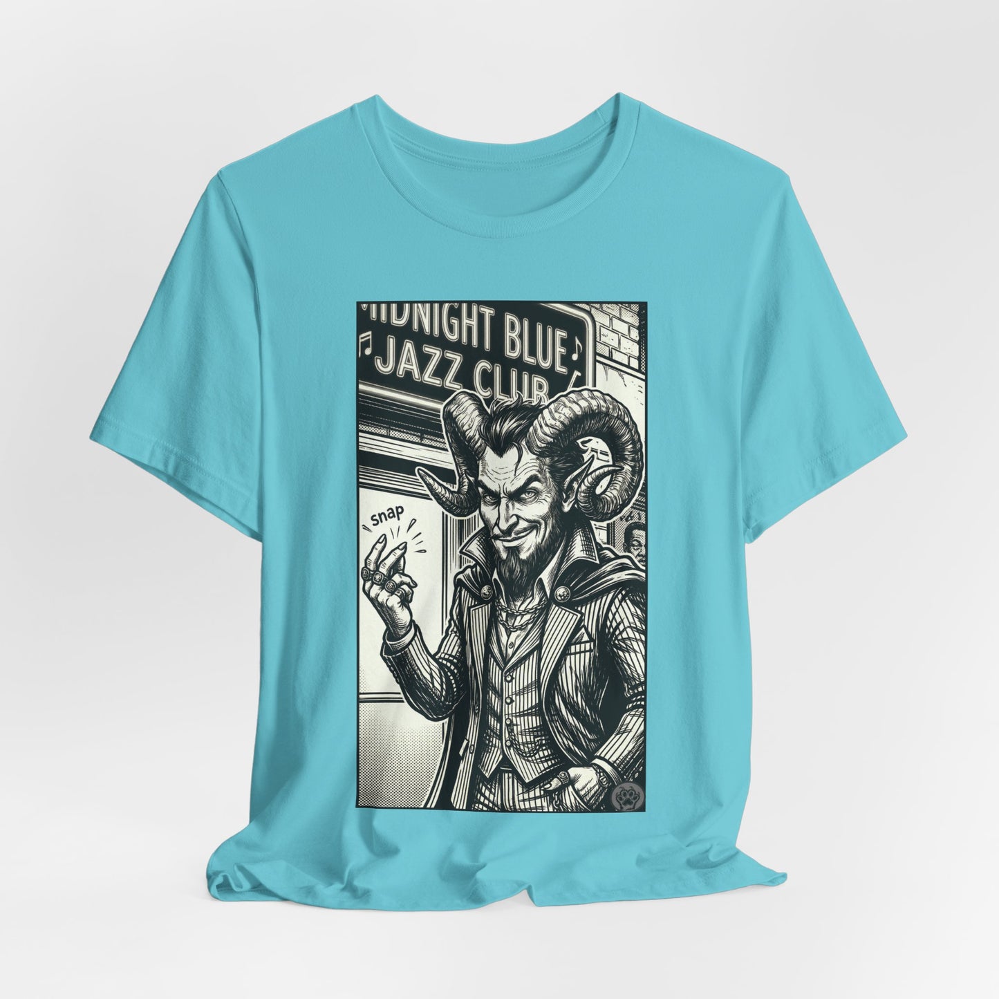 BLZB - Finger Snap Jazz Club Graphic Tee — 'Midnight Blue Jazz Club' Vintage Devil Illustration